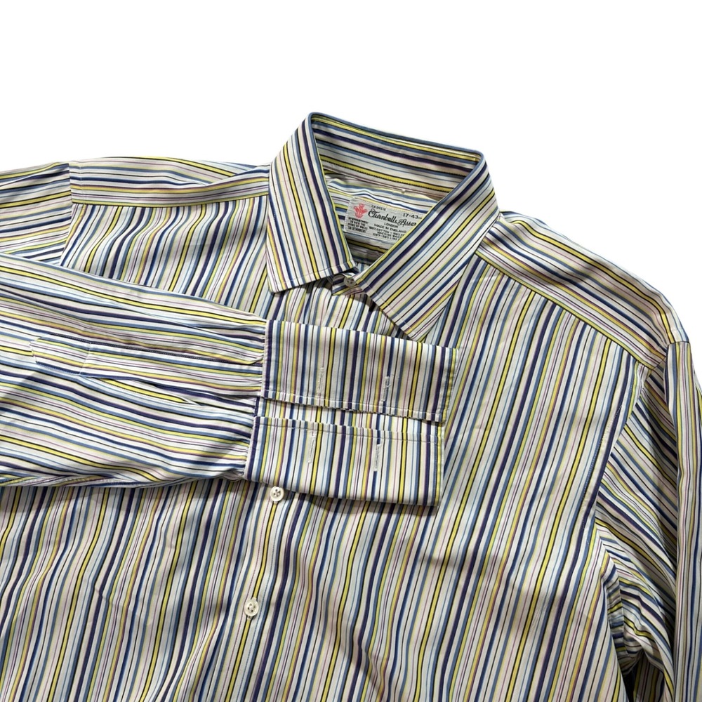 Turnbull & Asser Dress Shirt Men 17 43cm Multicolor Striped French Cuff England